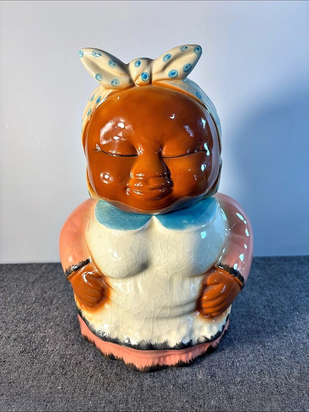 Ceramic Figurine Planter Orange & Blue